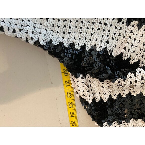 Vintage Sequined Black & White Striped Sweater V-Neck Medium - Picture 7 of 8